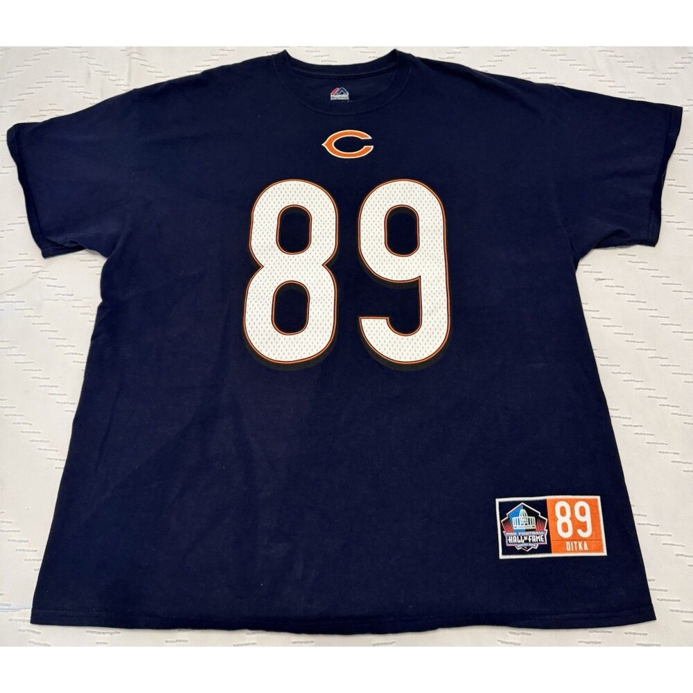 Majestic Chicago Bears Mike Ditka Hall of Fame #89 T-Shirt Size XL NFL Y2K